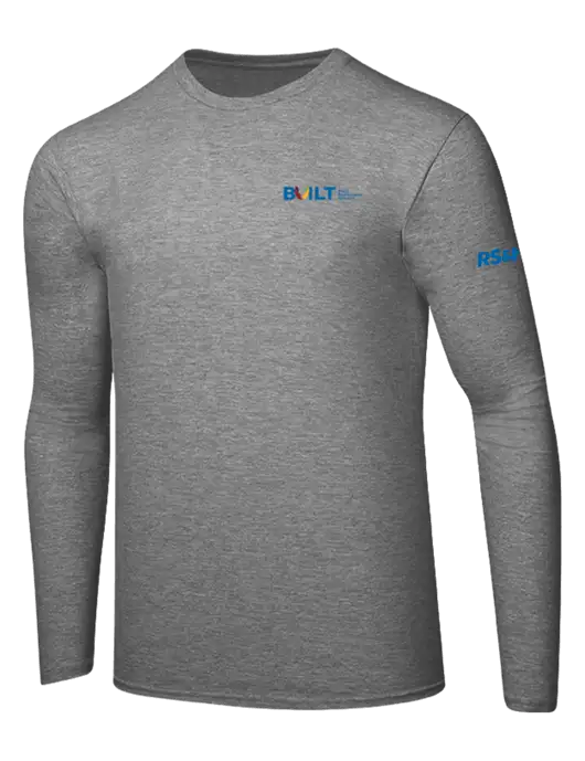 Ring Spun Light Heather Grey 4.5 oz Long Sleeve T-Shirt w/RS&H BUILT Logo, RS&H Logo