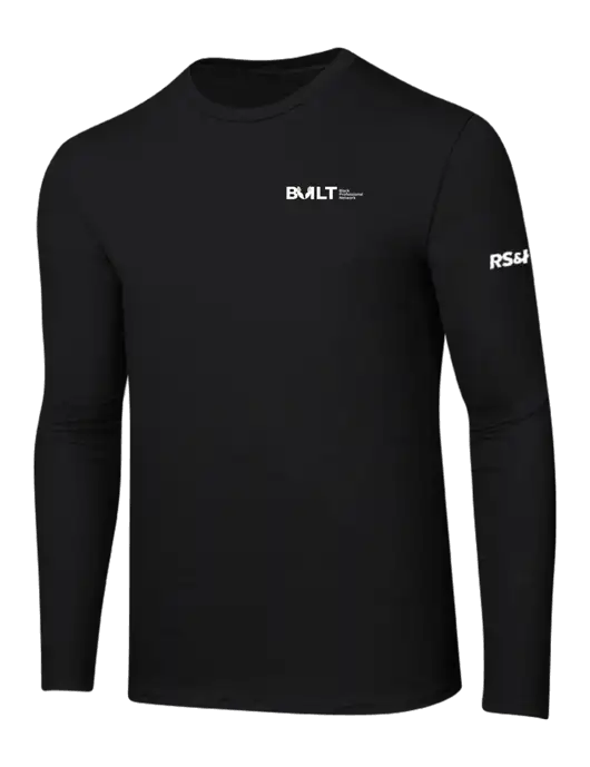 Ring Spun Jet Black 4.5 oz Long Sleeve T-Shirt w/RS&H BUILT Logo, RS&H Logo