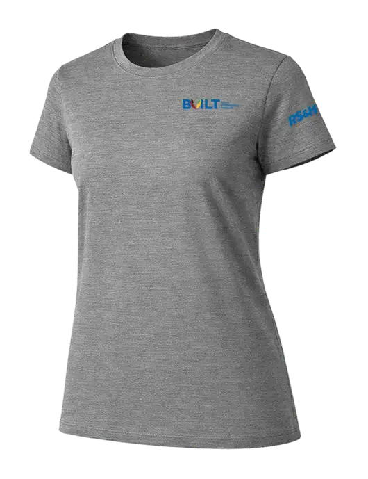 Womens Ring Spun Light Grey Heather 4.5 oz T-Shirt w/RS&H BUILT Logo, RS&H Logo