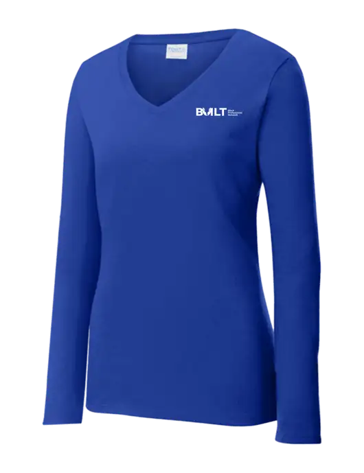 Womens  V-Neck Ring Spun Royal 4.5 oz Long Sleeve T-Shirt w/RS&H BUILT Logo