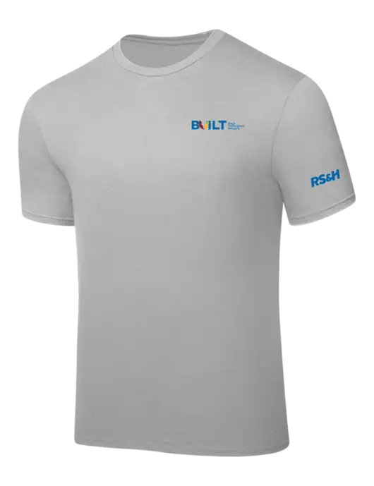 Silver PosiCharge Competitor Tee w/RS&H BUILT Logo, RS&H Logo