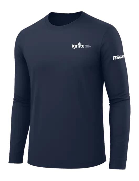 Long Sleeve Navy PosiCharge Competitor Tee w/RS&H Ignite Logo, RS&H Logo