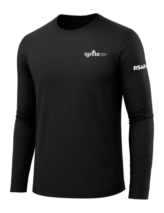 Long Sleeve Black PosiCharge Competitor Tee w/RS&H Ignite Logo, RS&H Logo