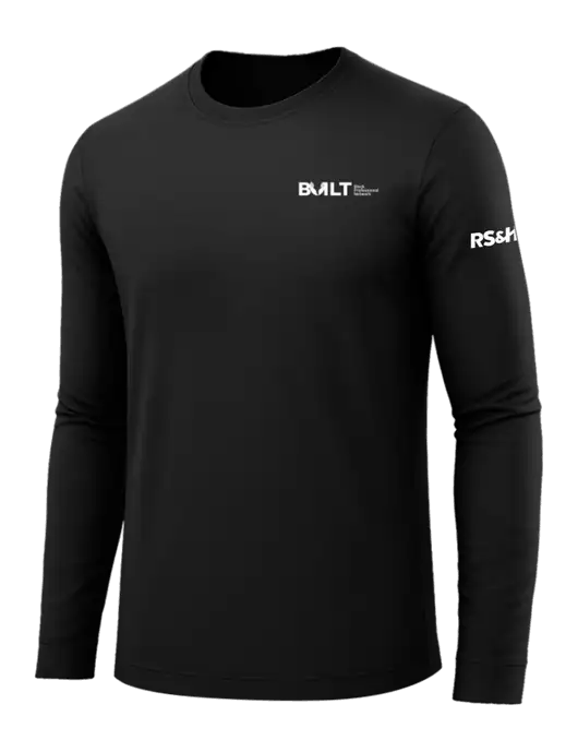 Long Sleeve Black PosiCharge Competitor Tee w/RS&H BUILT Logo, RS&H Logo