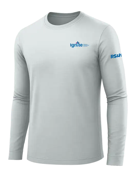 Long Sleeve Light Grey PosiCharge Competitor Tee w/RS&H Ignite Logo, RS&H Logo