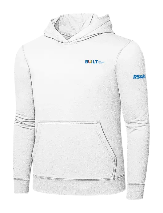 White 7.8 oz Ring Spun Hooded Sweatshirt w/RS&H BUILT Logo, RS&H Logo