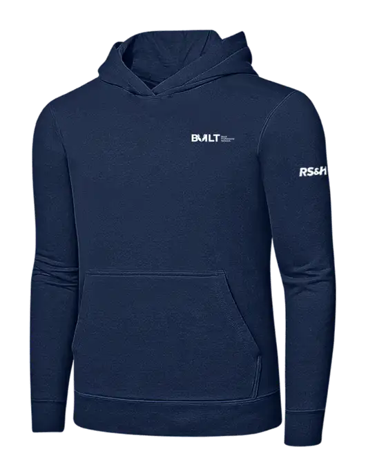 Navy 7.8 oz Ring Spun Hooded Sweatshirt w/RS&H BUILT Logo, RS&H Logo