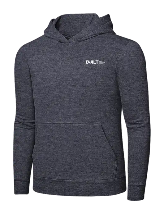 Heather Navy 7.8 oz Ring Spun Hooded Sweatshirt w/RS&H BUILT Logo