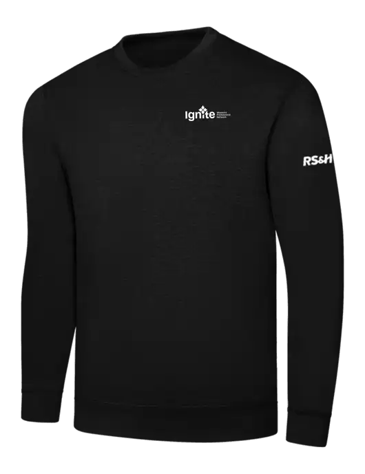 Black 7.8 oz Ring Spun Crew Sweatshirt w/RS&H Ignite Logo, RS&H Logo