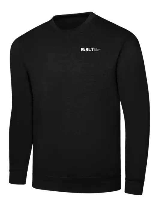 Black 7.8 oz Ring Spun Crew Sweatshirt w/RS&H BUILT Logo