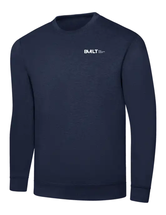 Navy 7.8 oz Ring Spun Crew Sweatshirt w/RS&H BUILT Logo