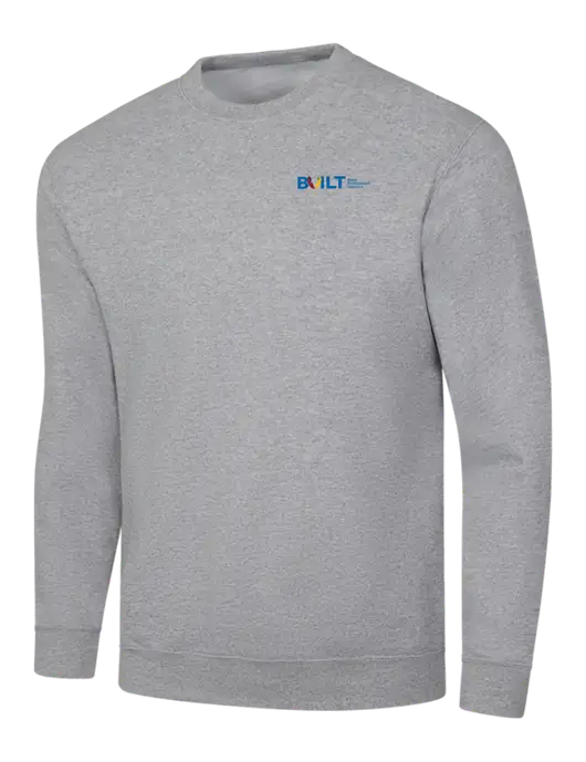 Light Grey Heather 7.8 oz Ring Spun Crew Sweatshirt w/RS&H BUILT Logo