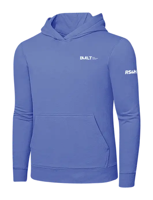 Carolina Blue 7.8 oz Ring Spun Hooded Sweatshirt w/RS&H BUILT Logo, RS&H Logo