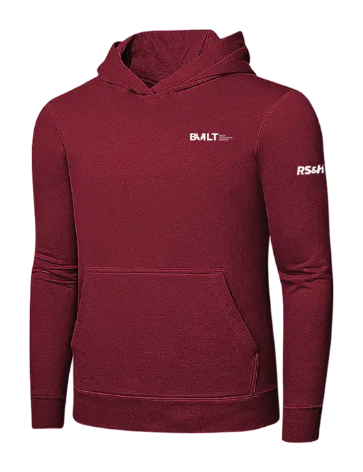 Dark Cardinal 7.8 oz Pullover Hooded Sweatshirt w/RS&H BUILT Logo, RS&H Logo