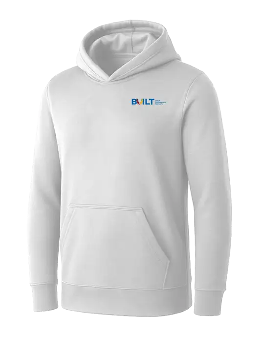 Womens White Core Fleece Pullover Hooded Sweatshirt w/RS&H BUILT Logo