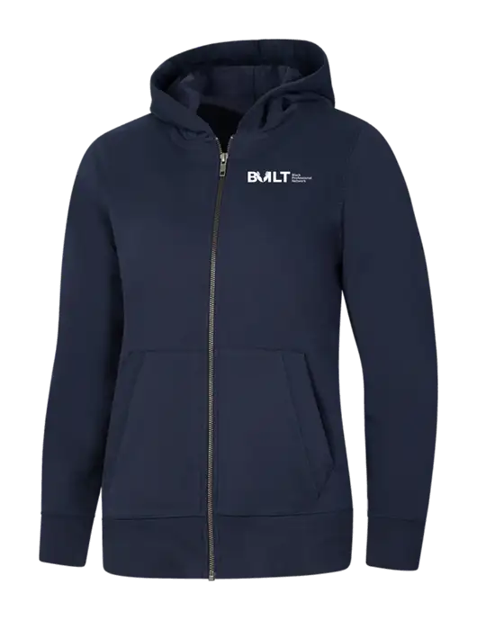 Womens Navy Re-Fleece Full-Zip Hoodie w/RS&H BUILT Logo