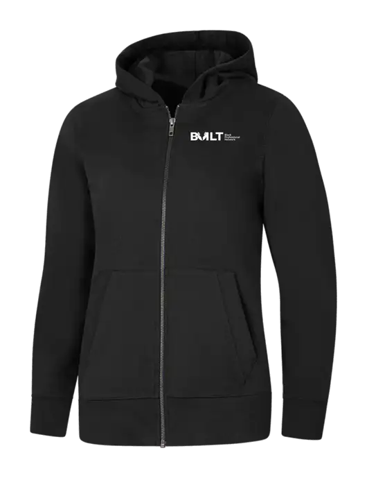 Womens Black Re-Fleece Full-Zip Hoodie w/RS&H BUILT Logo