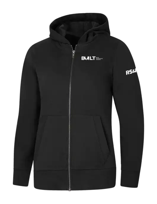 Womens Black Re-Fleece Full-Zip Hoodie w/RS&H BUILT Logo, RS&H Logo