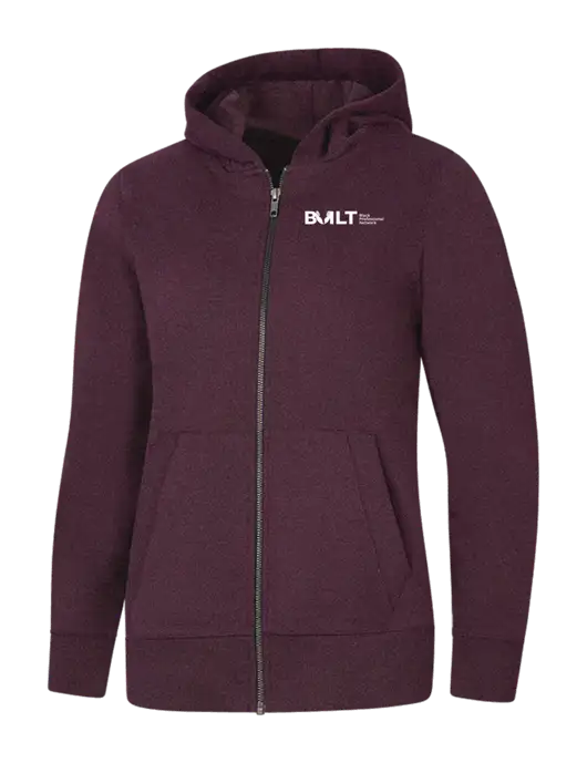 Womens Maroon Heather Re-Fleece Full-Zip Hoodie w/RS&H BUILT Logo