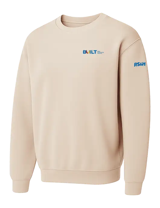 Comfort Colors Garment-Dyed Lightweight Ivory Fleece Crewneck Sweatshirt w/RS&H BUILT Logo, RS&H Logo