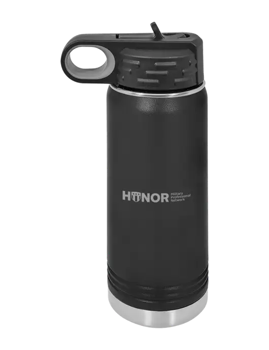 Polar Camel 20 oz Powder Coated Black Vacuum Insulated Water Bottle w/RS&H HONOR Logo, RS&H Logo
