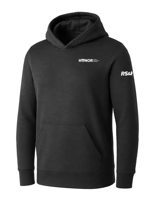 Womens Dark Grey Heather Core Fleece Pullover Hooded Sweatshirt w/RS&H HONOR Logo, RS&H Logo