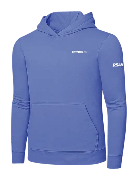 Carolina Blue 7.8 oz Ring Spun Hooded Sweatshirt w/RS&H HONOR Logo, RS&H Logo