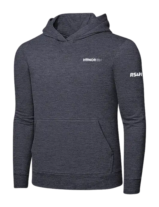 Heather Navy 7.8 oz Ring Spun Hooded Sweatshirt w/RS&H HONOR Logo, RS&H Logo
