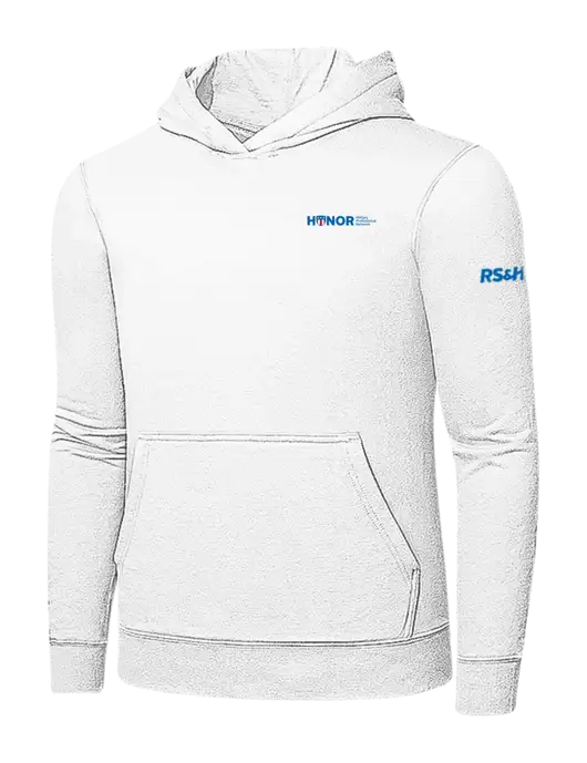 White 7.8 oz Ring Spun Hooded Sweatshirt w/RS&H HONOR Logo, RS&H Logo