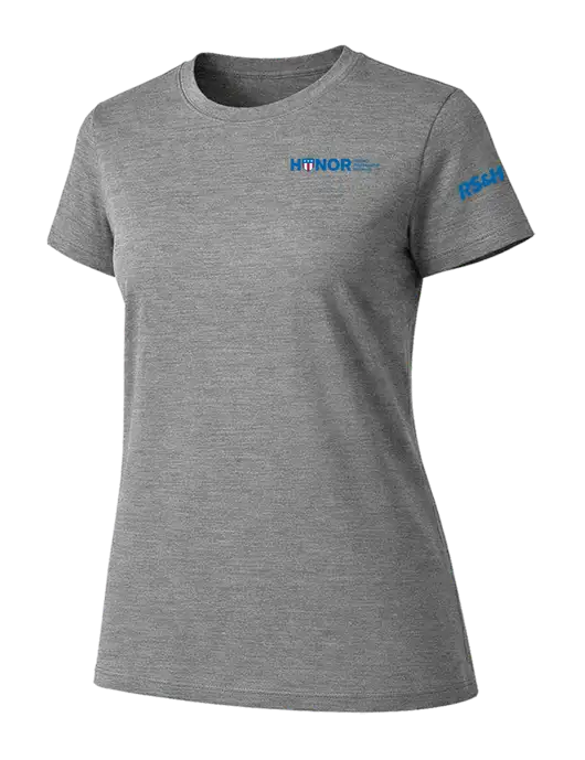 Womens Ring Spun Light Grey Heather 4.5 oz T-Shirt w/RS&H HONOR Logo, RS&H Logo