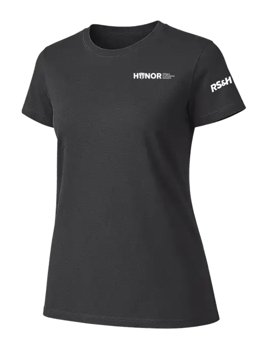 Womens Ring Spun Charcoal 4.5 oz T-Shirt w/RS&H HONOR Logo, RS&H Logo