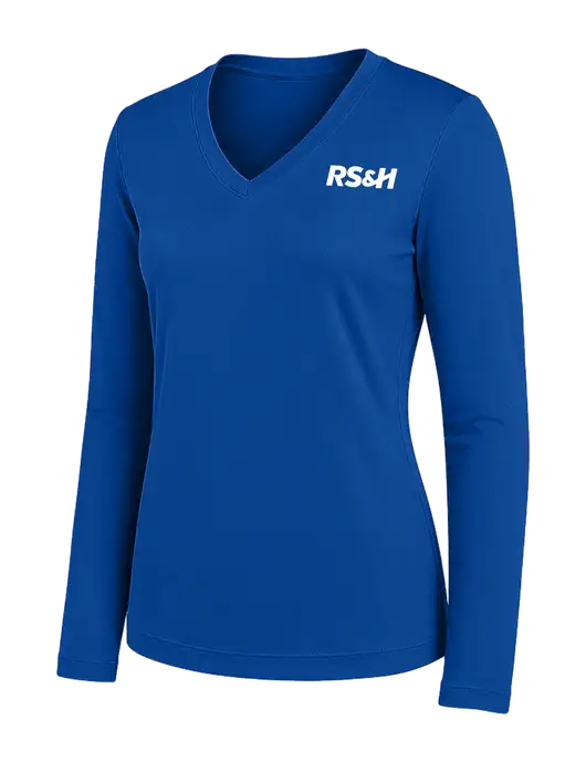 Womens Royal Long Sleeve PosiCharge V-Neck Competitor Tee w/RS&H Logo